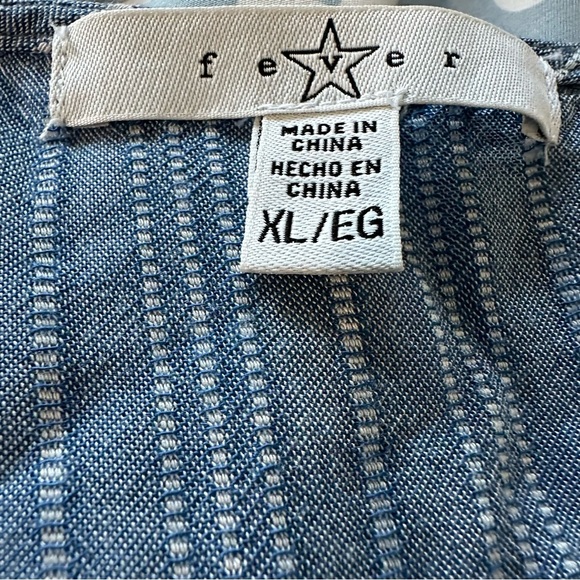 Fever Blue Pleated Mandarin Collar Blouse - Picture 7 of 7